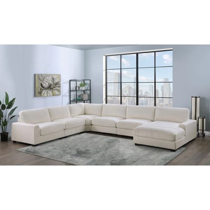 Poundex Beige 6pc Sectional With RAF Chaise BOSS-F8984-SEC-S5