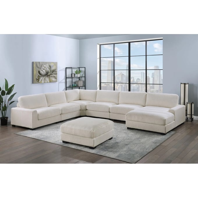 Poundex Beige 7pc Sectional With RAF Chaise BOSS-F8984-SEC-S2