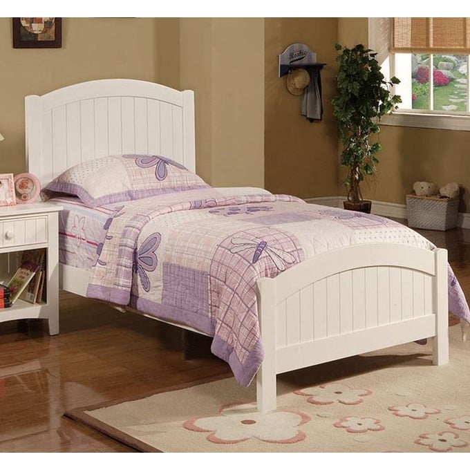 Poundex White Pine MDF Twin Bed BOSS-F9049T