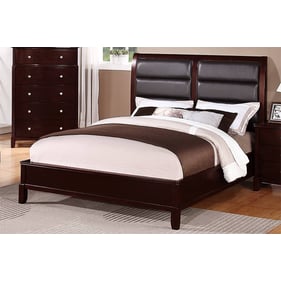 Poundex Dark Cherry Faux Leather Cal King Bed