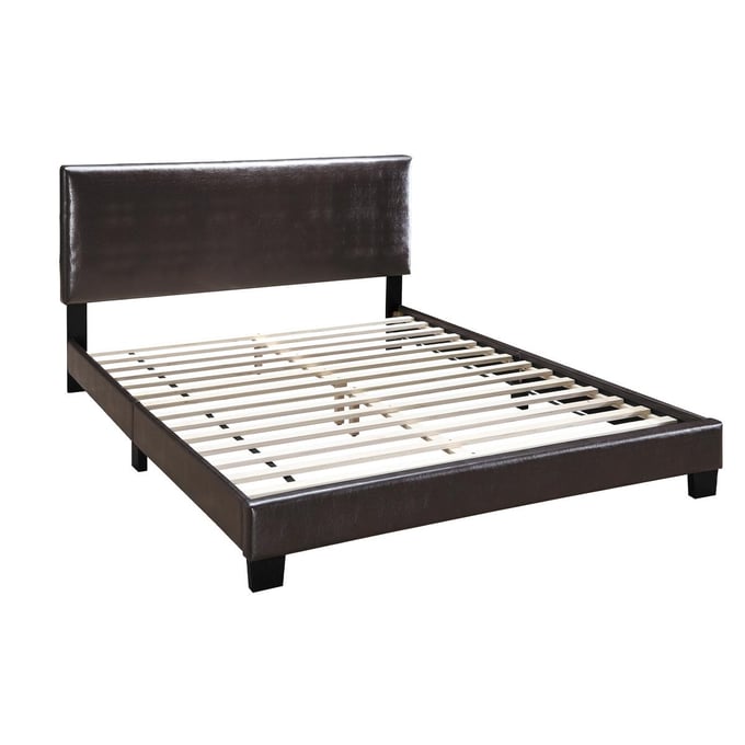 Poundex Brown PU Espresso Queen Bed BOSS-F9211Q