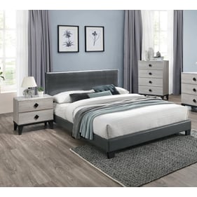 Poundex Grey PU Cream 4pc Bedroom Set With Queen Bed