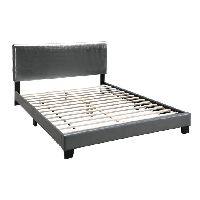 Poundex Grey PU Queen Bed BOSS-F9226Q