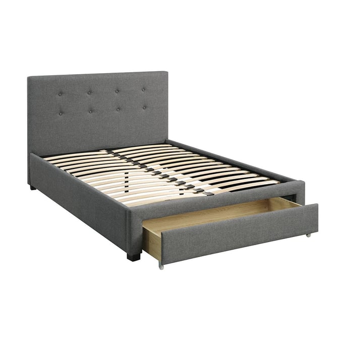 Poundex Grey Black Queen Bed with Drawer BOSS-F9330Q