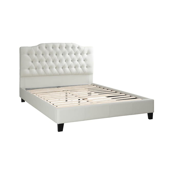 Poundex White PU Espresso Cal King Bed with Tufted Headboard BOSS-F9350CK