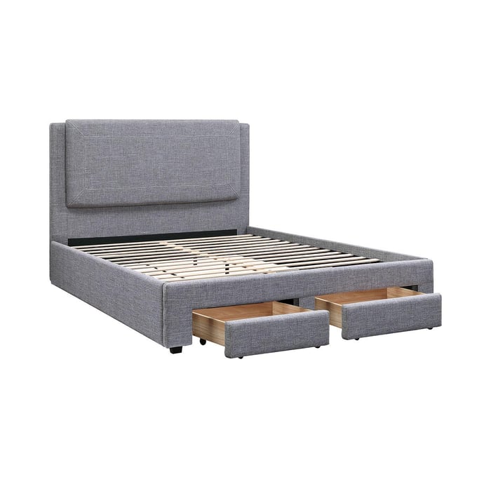 Poundex Light Grey Black Queen Bed BOSS-F9365Q