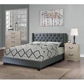 Poundex Blue Grey Antique Silver 4pc Bedroom Set With Queen Bed