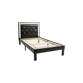 Poundex Black PU Espresso Twin Bed