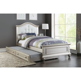 Poundex White Silver Twin Bed with Trundle