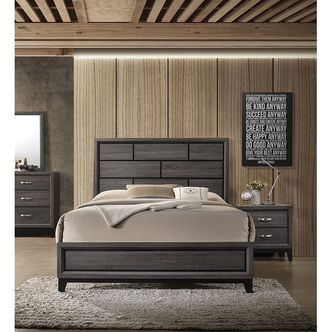 Poundex Foil Grey 2pc Bedroom Set With Queen Panel Bed BOSS-F9396Q-BR-S1