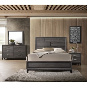 Poundex Foil Grey 4pc Bedroom Set With King Panel Bed