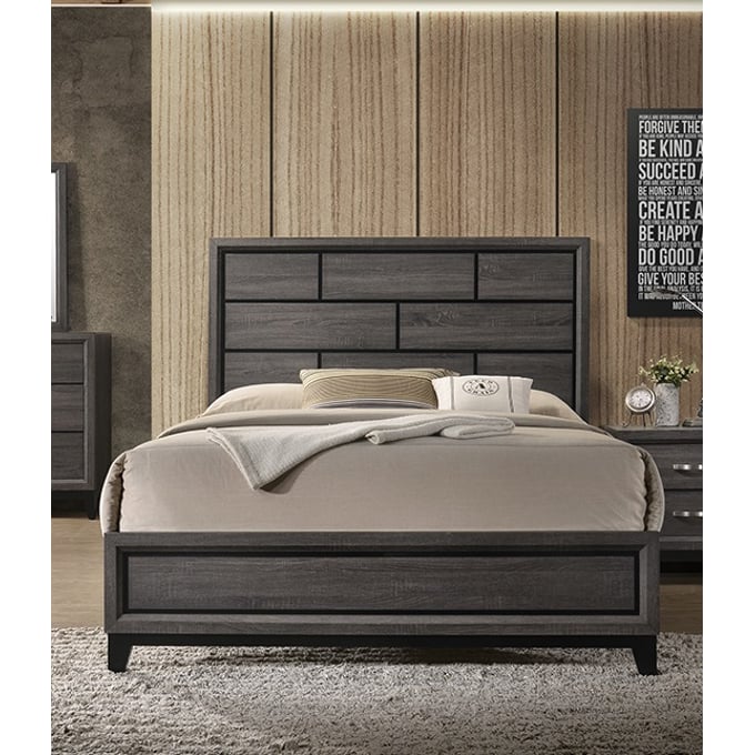 Poundex Foil Grey King Panel Bed BOSS-F9396EK