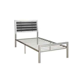 Poundex Black Silver Twin Panel Bed