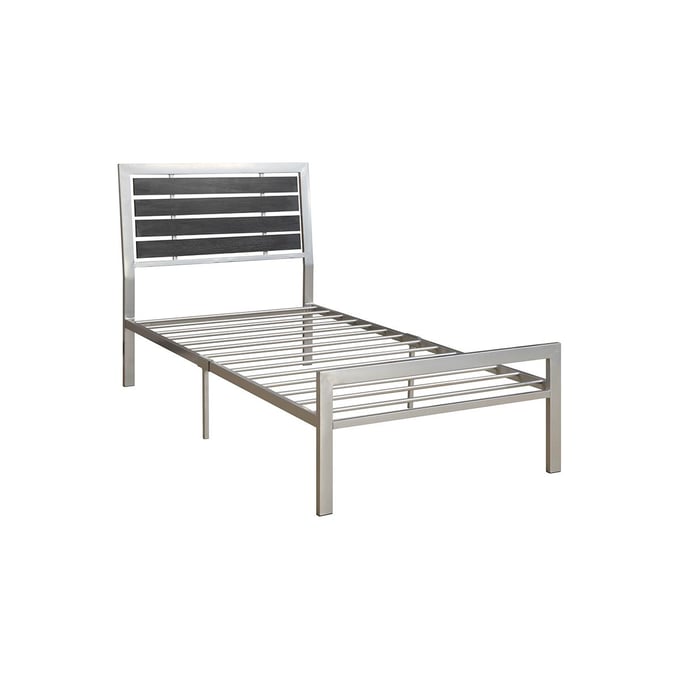 Poundex Black Silver Twin Panel Bed BOSS-F9412T