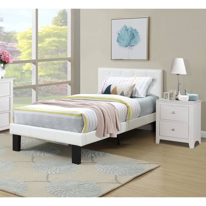 Poundex White Espresso 2pc Kids Bedroom Set With Twin Bed BOSS-F9416T-KBR-S1