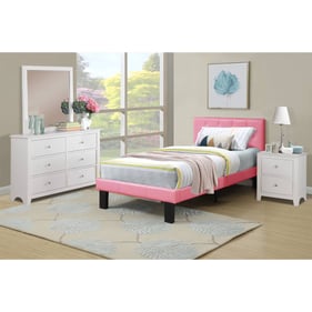 Poundex Pink Espresso White 4pc Kids Bedroom Set With Twin Bed