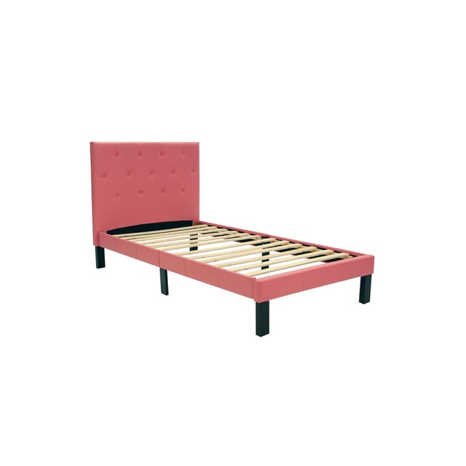 Poundex Pink Espresso Twin Bed BOSS-F9417T