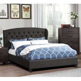 Poundex Charcoal Fabric Espresso Queen Bed