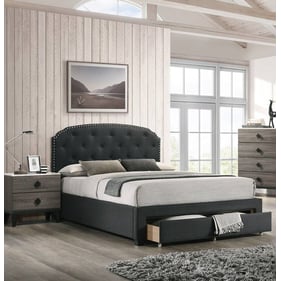 Poundex Charcoal Black Grey 4pc Kids Bedroom Set With Full Drawer Bed