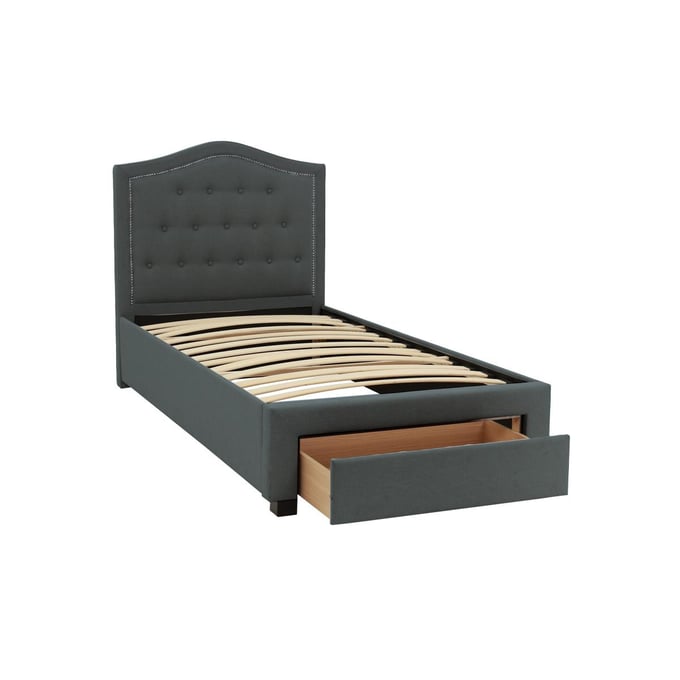 Poundex Charcoal Twin Bed with Drawer BOSS-F9527T