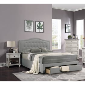 Poundex Light Grey Antique White 4pc Bedroom Set With Cal King Drawer Bed