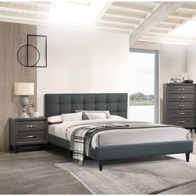 Poundex Charcoal Foil Grey 2pc Bedroom Set With King Bed