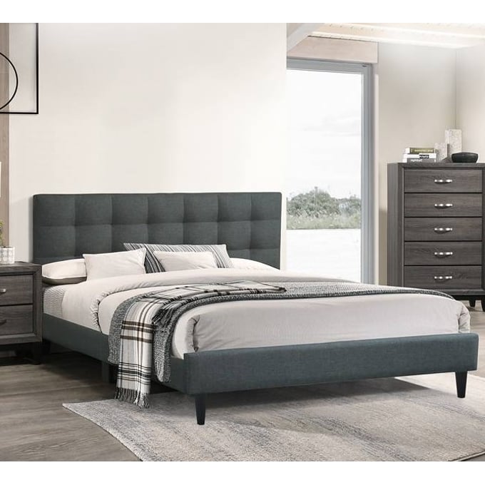 Poundex Contemporary Charcoal Espresso King Bed BOSS-F9531EK