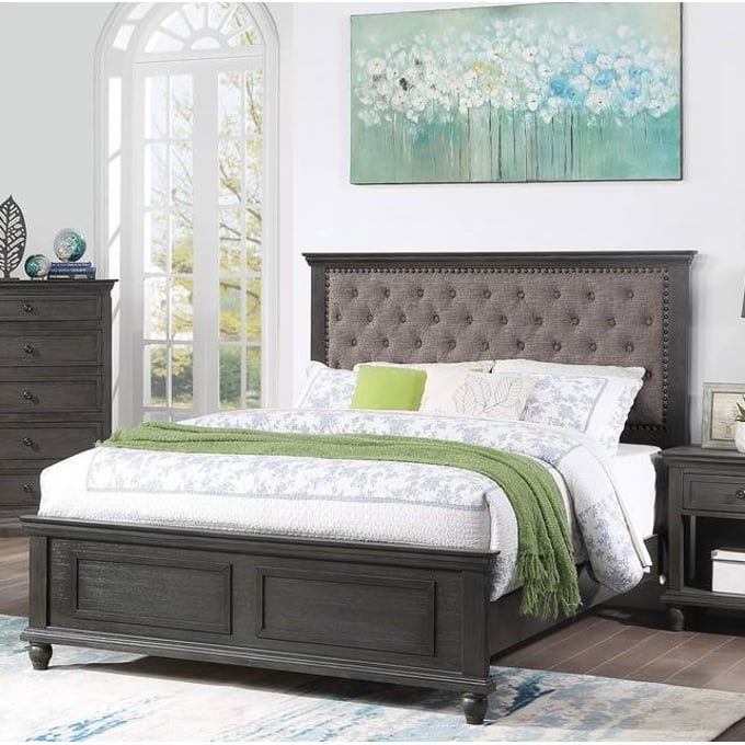 Poundex Dark Grey King Bed BOSS-F9564EK