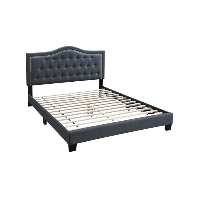 Poundex Charcoal Black Queen Tufted Bed BOSS-F9569Q