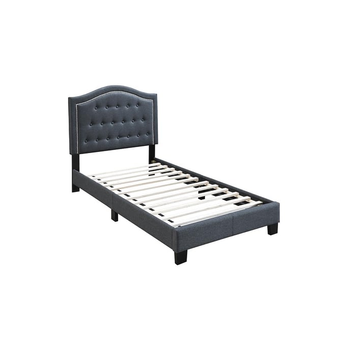 Poundex Charcoal Black Tufted Twin Bed BOSS-F9569T