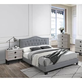 Poundex Grey Foil Cream 4pc Bedroom Set With Queen Tufted Bed