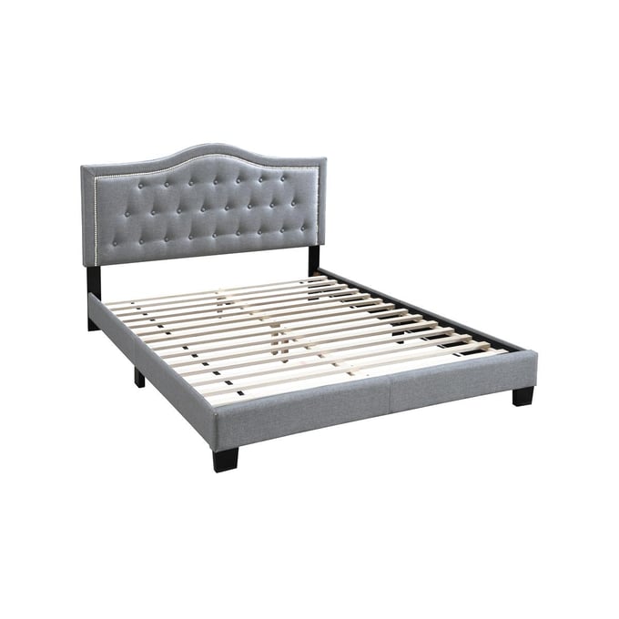 Poundex Grey Black Tufted Queen Bed BOSS-F9571Q