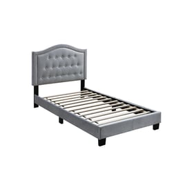 Poundex Grey Black Tufted Twin Bed