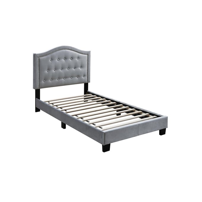 Poundex Grey Black Tufted Twin Bed BOSS-F9571T