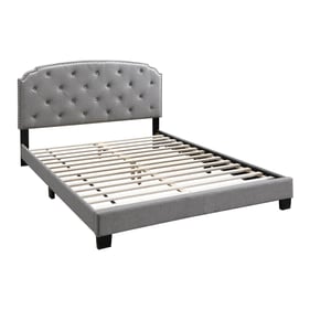 Poundex Light Grey Black Queen Bed with Tufted Headboard