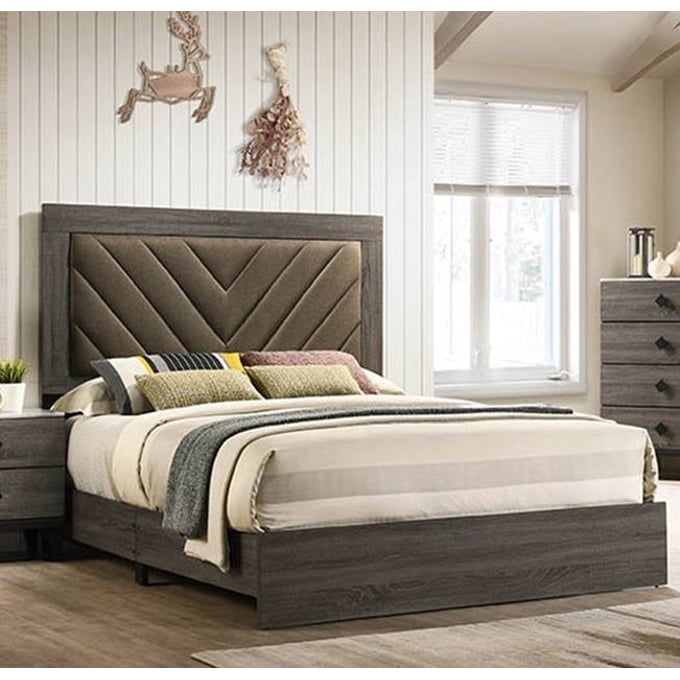 Poundex Foil Grey King Bed BOSS-F9595EK