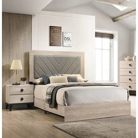 Poundex Foil Beige Cream 4pc Bedroom Set With Cal King Bed