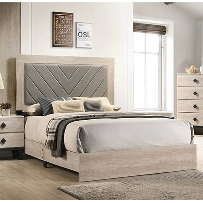 Poundex Foil Beige Cal King Bed BOSS-F9596CK