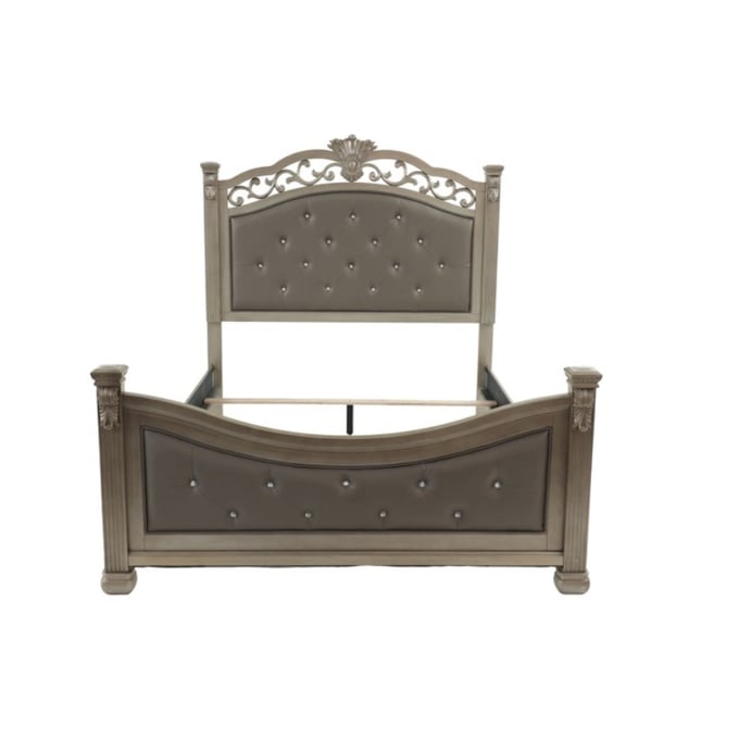 Poundex Antique Silver King Bed BOSS-F9612EK