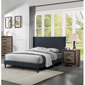 Poundex Charcoal Burlap 4pc Bedroom Set With Queen Bed