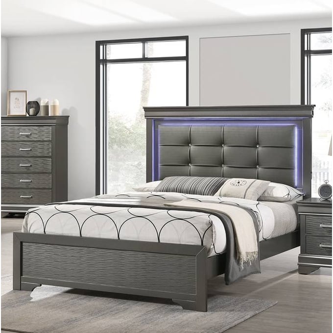 Poundex Dark Gray Tufted Beds BOSS-F9641-BEDS-VAR