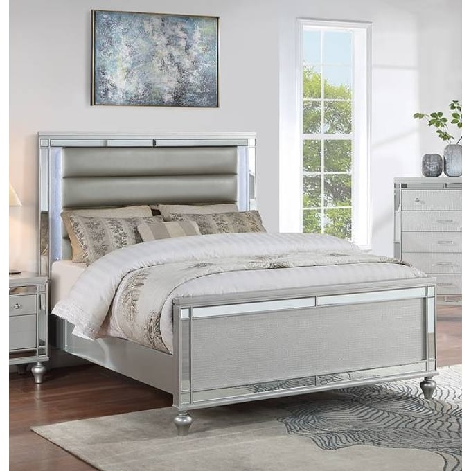 Poundex Silver Queen Bed BOSS-F9645Q