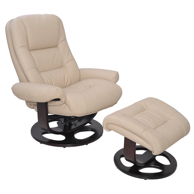 Barcalounger Jacque Hilton Ivory Swivel Pedestal Recliner with Ottoman BRC-158021360181