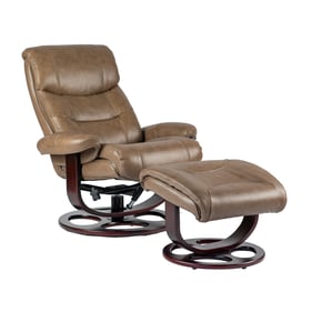 Barcalounger Dawson Frampton Brown Swivel Recliner with Ottoman