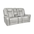 24PHL-1192 Sanibel Console Loveseat w/Power Recline, Power Head Rests, Power Lumbar & Wireless Charger (Lay Flat) - 3750-91 Rainer Dove / leather match