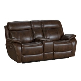 Barcalounger Sandover Tri Tone Chocolate Power Reclining Console Loveseat