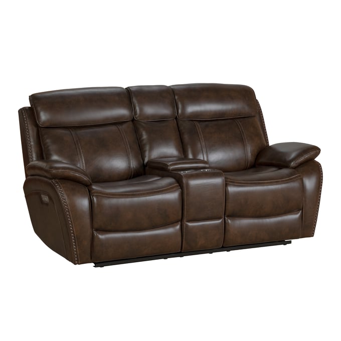 Barcalounger Sandover Tri Tone Chocolate Power Reclining Console Loveseat BRC-24PHL3703371386