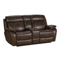 24PHL-3703 Sandover Power Reclining Console Loveseat w/Power Head Rests & Lumbar - 3713-86 Tri-Tone Chocolate / leather match