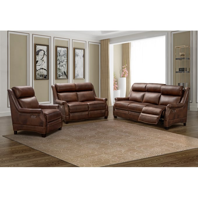 Barcalounger Warrendale Worthington Cognac Power 3pc Living Room Set BRC-PH3324546085-LR-S1