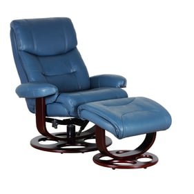 Barcalounger Dawson Roman Blue Swivel Recliner with Ottoman